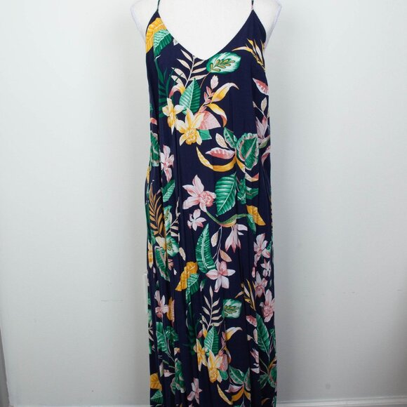 Old Navy Womens Sleeveless V-Neck Maxi Shift Dress Size XL Tall Tropical Resort - Picture 7 of 9